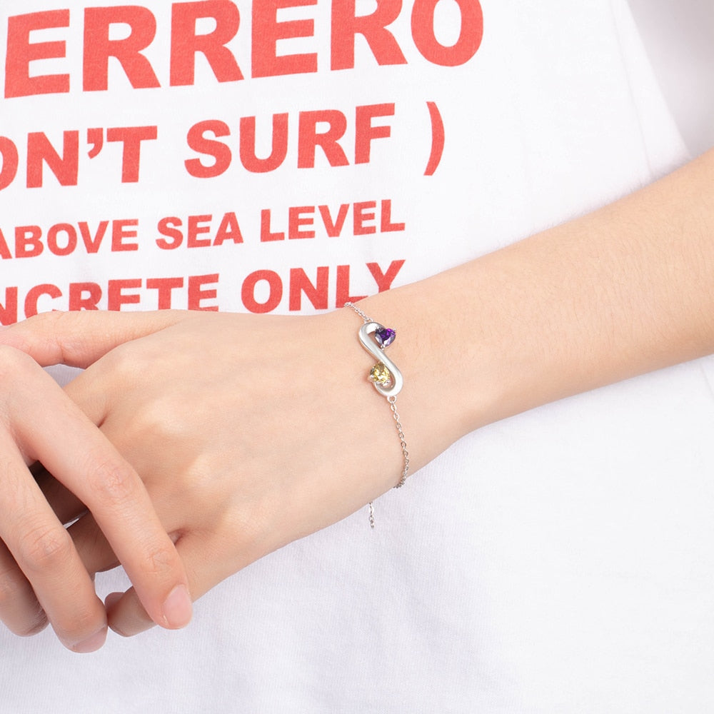 Pulseira em Ródio Branco com Zircônia e Nomes Personalizados