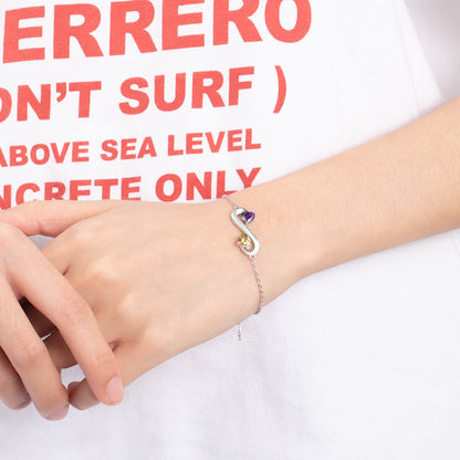 Pulseira em Ródio Branco com Zircônia e Nomes Personalizados